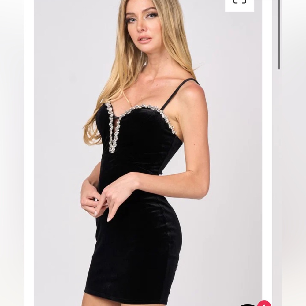 Black Ruched Dress with Glitter Straps